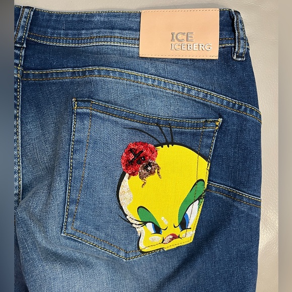 NWT - Ice Iceberg x Looney Tunes Tweety Unisex Straight Jeans - Size 33 - Picture 7 of 9